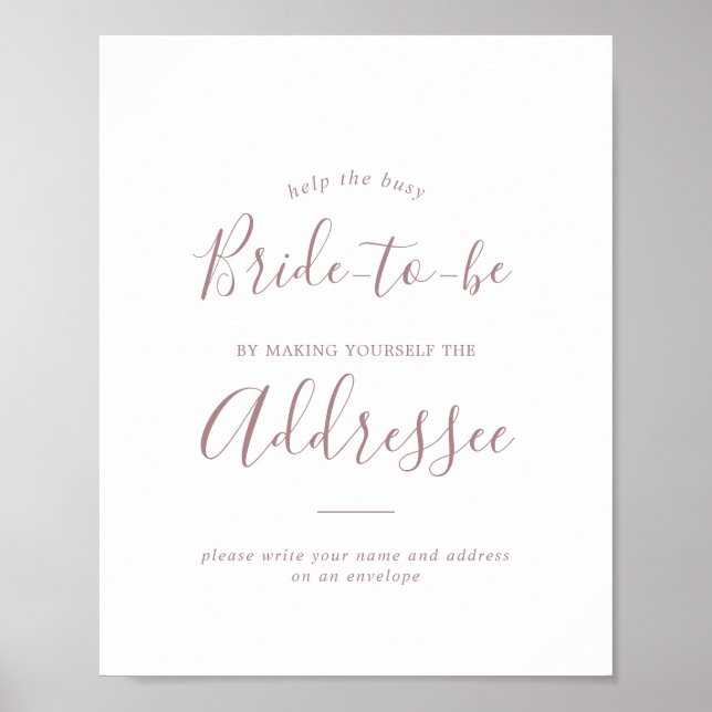 Poster Sinal de Envelope de Endereço Dourado Rosa Minimal (Frente)