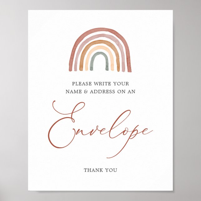 Poster Sinal de Envelope do Endereço do Chá de fraldas Ar (Frente)