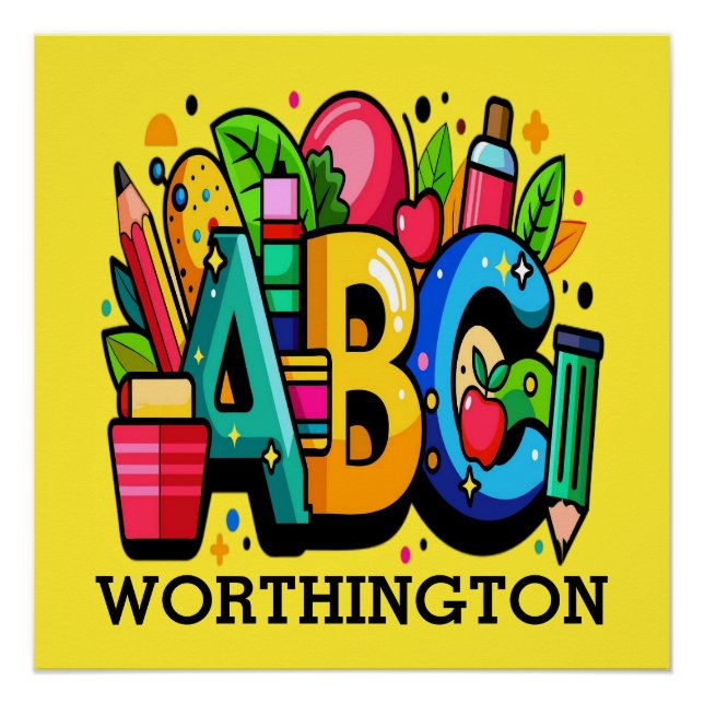 Pôster Sinal de escola da ABC (Frente)