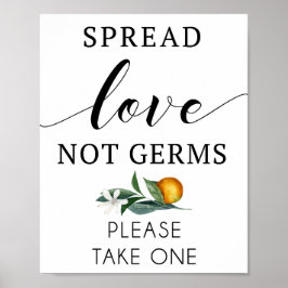 Poster Sinal de espalhe amor não germes com laranja
