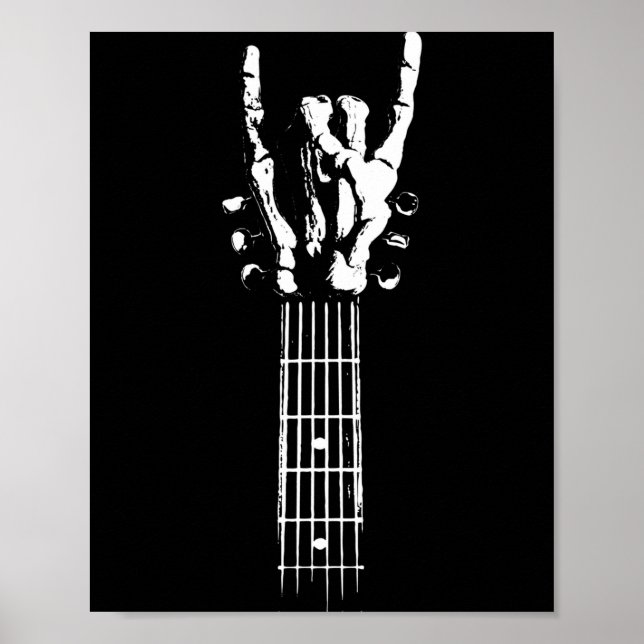 Poster Sinal de esqueleto de osso de guitarra de rock and (Frente)