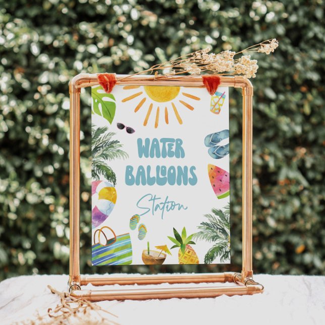 Poster Sinal de Estação de Balão de Água (Criador carregado)