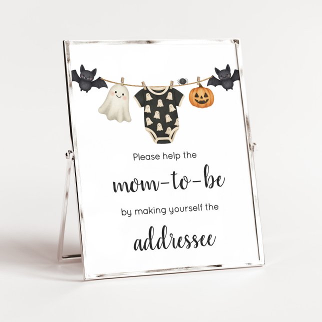 Poster Sinal de Estação de Envelope Baby Clothesline Litt (Halloween Little Boo Clothesline Baby Shower Sign)