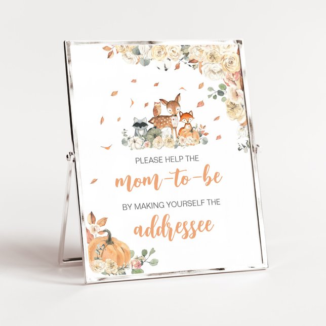 Poster Sinal de Estação de Envelope de Animais Florestais (Floral Woodland Animals Baby Shower Envelope Station Sign)