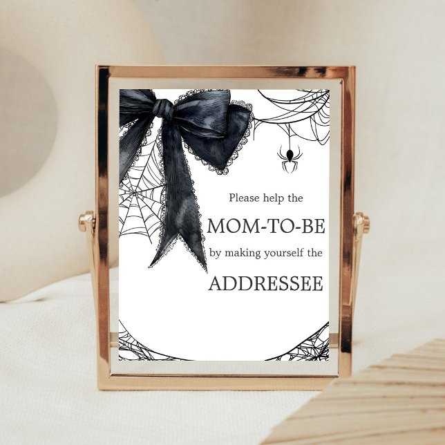 Poster Sinal de Estação de Envelope Pequeno Arco Gótico P (Black Bow Gothic Little Boo Baby Shower Envelope Station Sign)