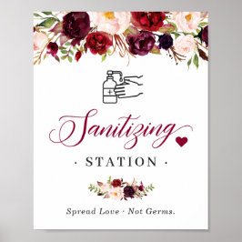 Poster Sinal de Estação de Saneamento Burgundy Blush Chic