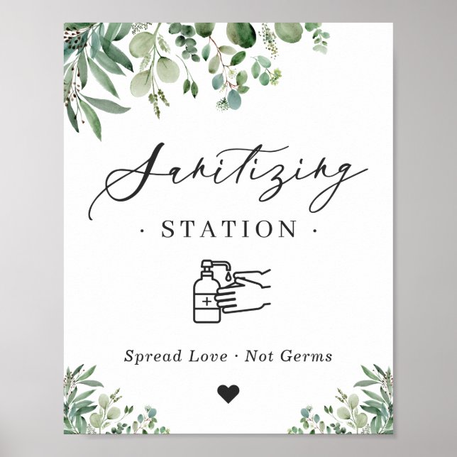 Poster Sinal de Estação de Saneamento Greenery Eucalyptus (Frente)