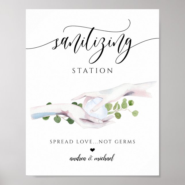 Poster Sinal de Estação de Sanitização para Casamento em  (Frente)