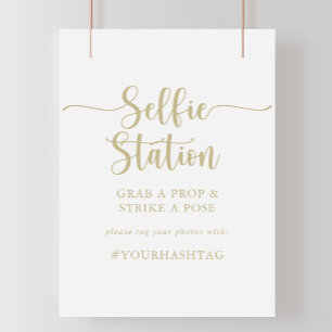 Poster Sinal de Estação de Selfie com Caligrafia Minimali
