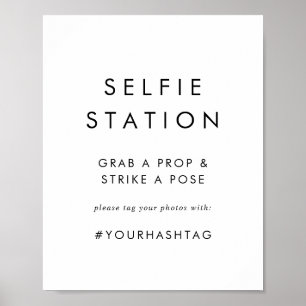 Poster Sinal de Estação de Selfie com Tipografia Chic par
