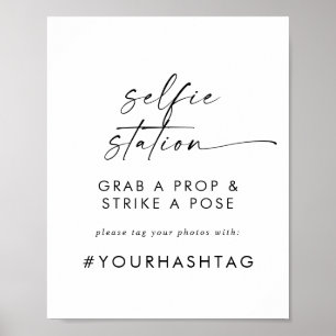 Poster Sinal de Estação de Selfie de Casamento com Letra