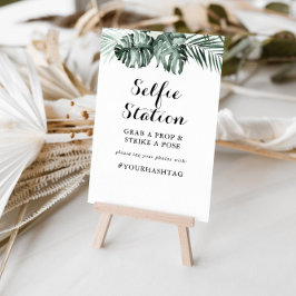 Poster Sinal de Estação de Selfie Floral Branco de Vegeta