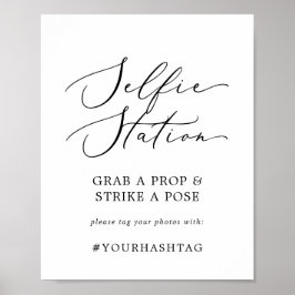 Poster Sinal de Estação de Selfie Preta Delicada com Hash