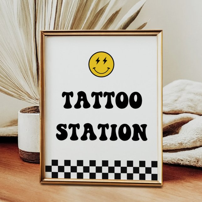 Poster Sinal de estação de tatuagem de um cara feliz (Criador carregado)
