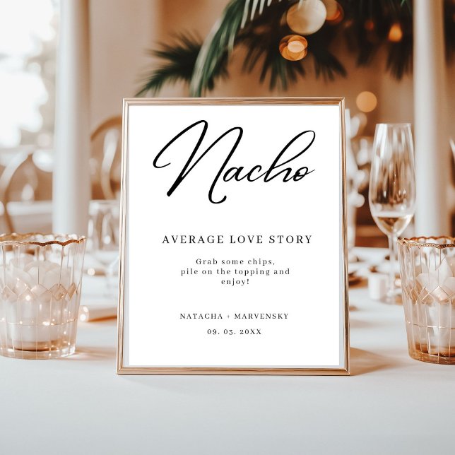 Poster Sinal de Estação Nacho de Casamento de Bar Minimal (Criador carregado)