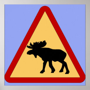 Pôster Sinal de estrada dos alces (alces)