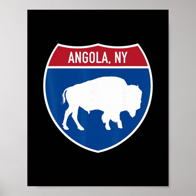 Poster Sinal de Estrada Interestadual de Angola Nova York (Frente)
