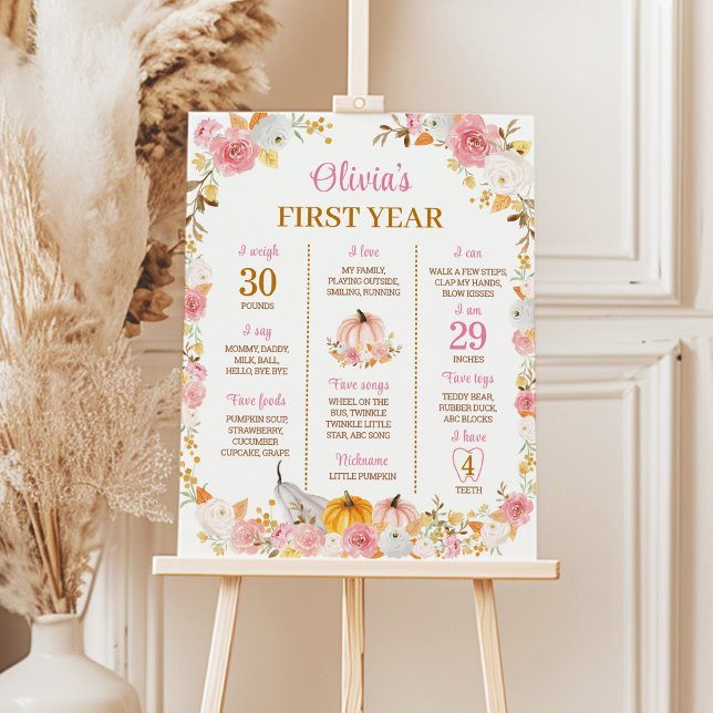 Poster Sinal de Etapa do primeiro aniversario Pumpkin Ros (Criador carregado)