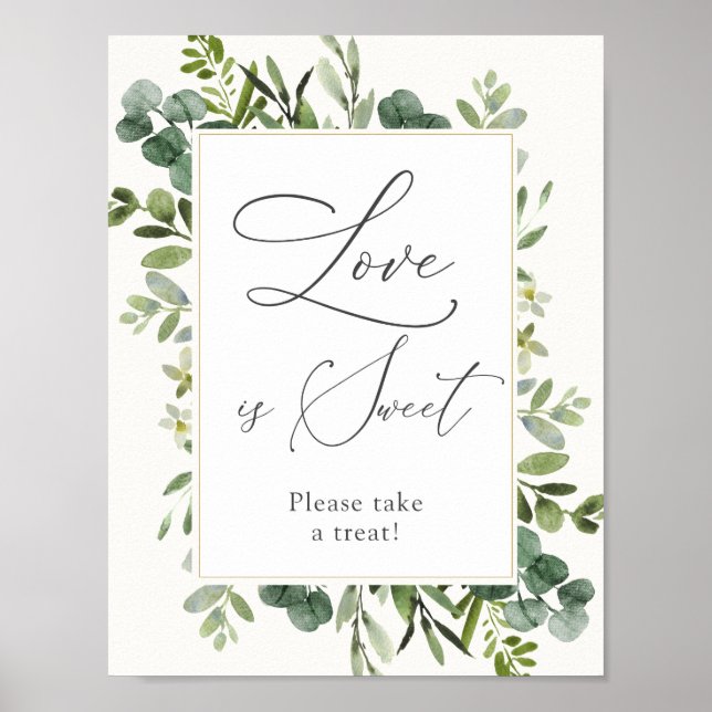 Poster Sinal de Eucalipto Amor é um Doce Tratamento (Frente)