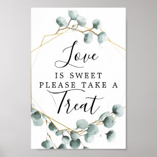 Poster Sinal de Eucalipto Verde Amor É Doce Favores
