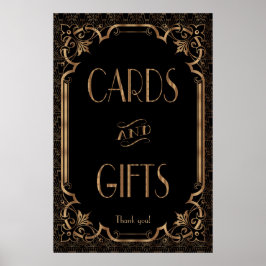 Pôster Sinal de Excelente Preto Gatsby Art Deco Cards & G