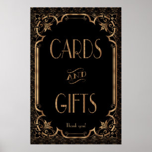 Pôster Sinal de Excelente Preto Gatsby Art Deco Cards & G