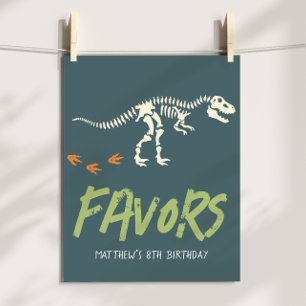 Poster Sinal de Favor de Aniversário de Dinossauro Legal