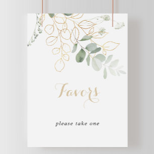 Poster Sinal de Favor de Caligrafia de Folhagem Verde Dou