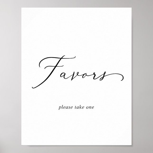 Poster Sinal de Favor de Casamento com Caligrafia Preta D (Frente)