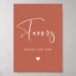 Poster Sinal de Favor de Casamento de Clay Vermelho Elega