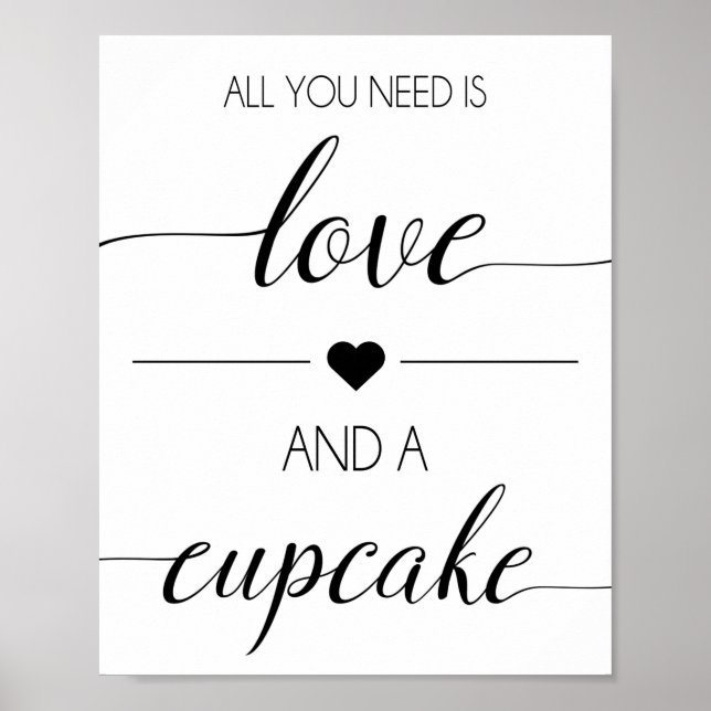 Poster Sinal de Favor de Casamento de cupcake | Tratar Im (Frente)