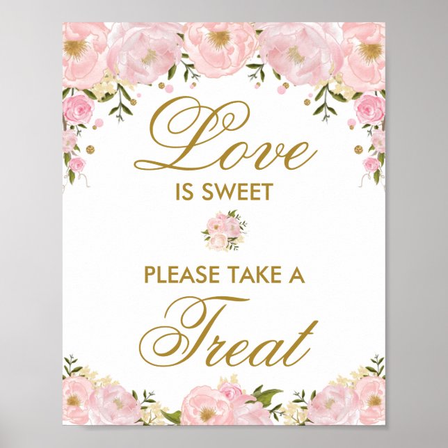 Poster Sinal de Favor de Casamento Doce é Amor Presentes  (Frente)