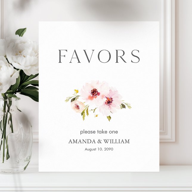Poster Sinal de Favor de Casamento Floral Elegante (Criador carregado)