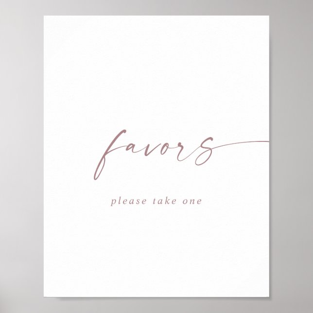 Poster Sinal de Favor de Casamento Moderno em Dourado Ros (Frente)