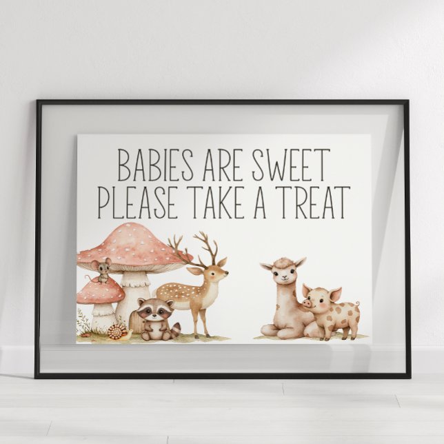 Poster Sinal de Favor de Chá de Bebê de Animais da Flores (Criador carregado)