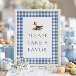 Poster Sinal de Favor de Chuvinha Azul para Chá de Bebê