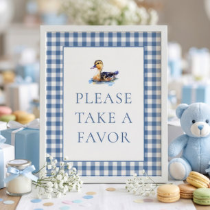 Poster Sinal de Favor de Chuvinha Azul para Chá de Bebê