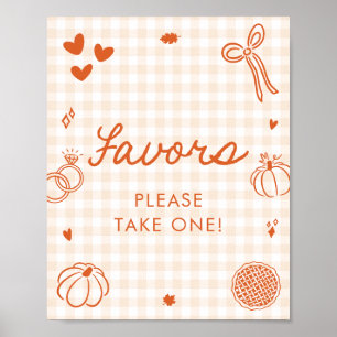 Poster Sinal de Favor Desenhado à Mão em Xadrez Laranja d