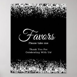 Poster Sinal de Favor do Casamento de Silver Preto Elegan