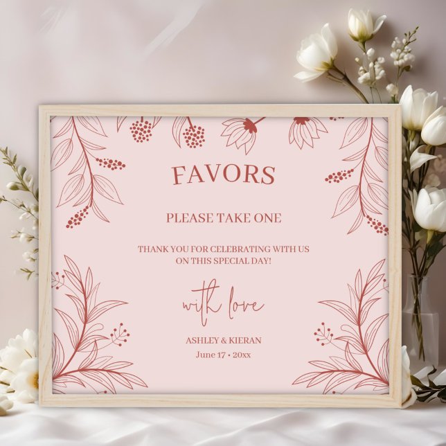Poster Sinal de Favor do Casamento Floral Elegante (Criador carregado)