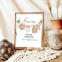 Poster sinal de Favor do chá de fraldas Bohemian Baby Clo