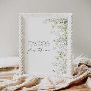 Poster Sinal de Favor do Chá de fraldas de Bee Wildflower