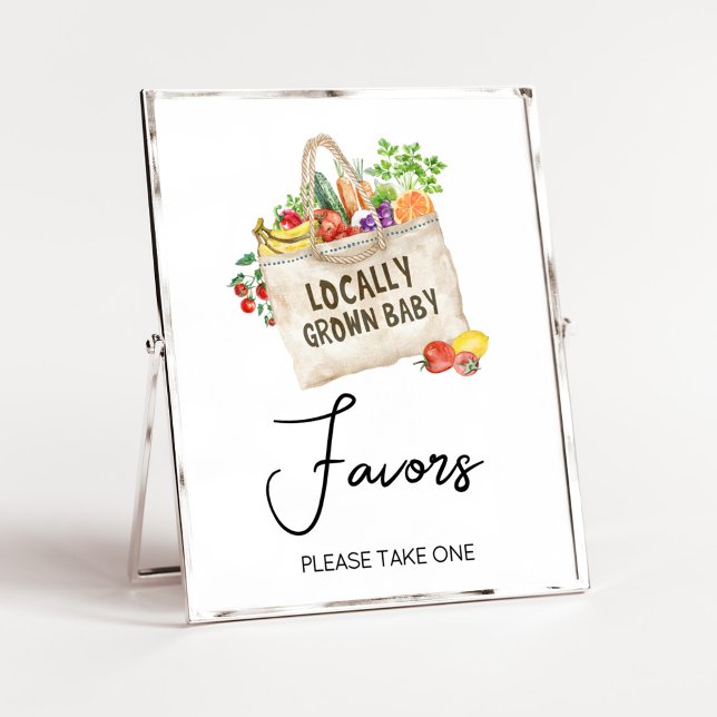 Poster Sinal de Favor do Chá de fraldas Localmente Cresci (Farmers Locally Grown Baby Shower Sign)