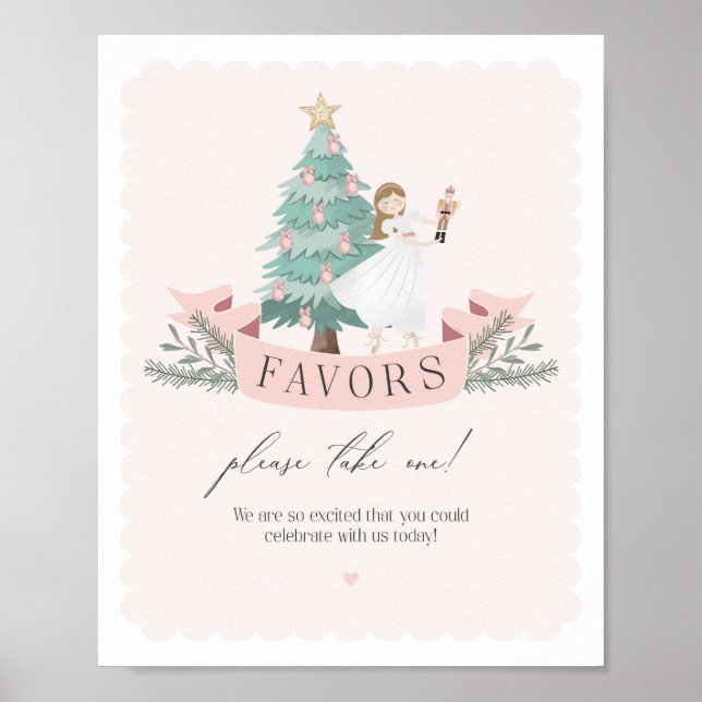 Poster sinal de favor do chá de fraldas nutcracker rosa (Frente)