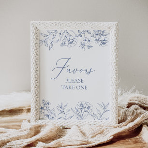 Poster Sinal de Favor do Chá de panela Floral Chinoiserie