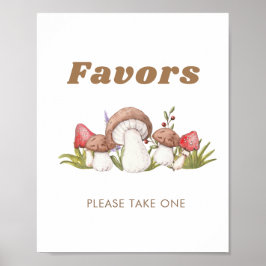 Poster Sinal de Favor do Cogumelo Moderno em Aquarela