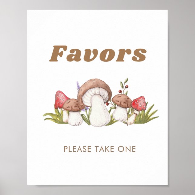 Poster Sinal de Favor do Cogumelo Moderno em Aquarela (Frente)