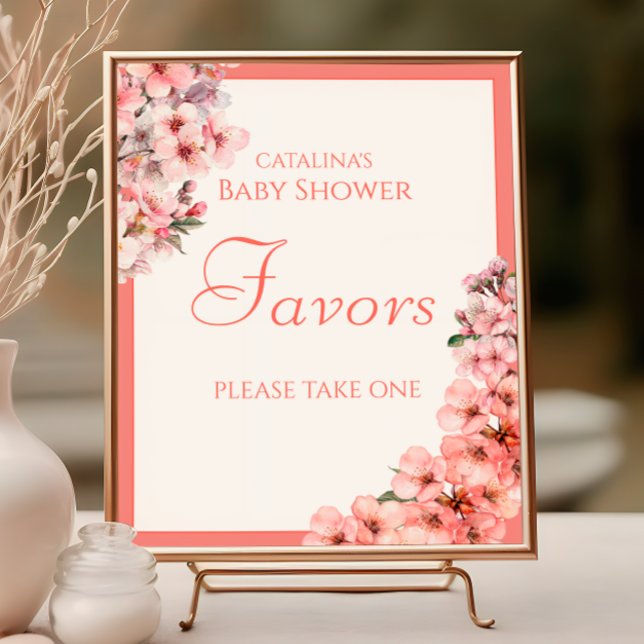 Poster Sinal de Favor do Flor de Cereja Rosa Esmagada (Criador carregado)