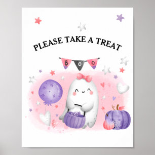 Poster Sinal de Favor do Pequeno Boo Festa de Halloween