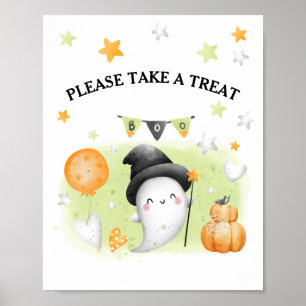 Poster Sinal de Favor do Pequeno Boo Festa de Halloween